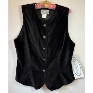 Stonebridge Black Velvet Vest Women's Size 12 Buttons Grunge Goth Western